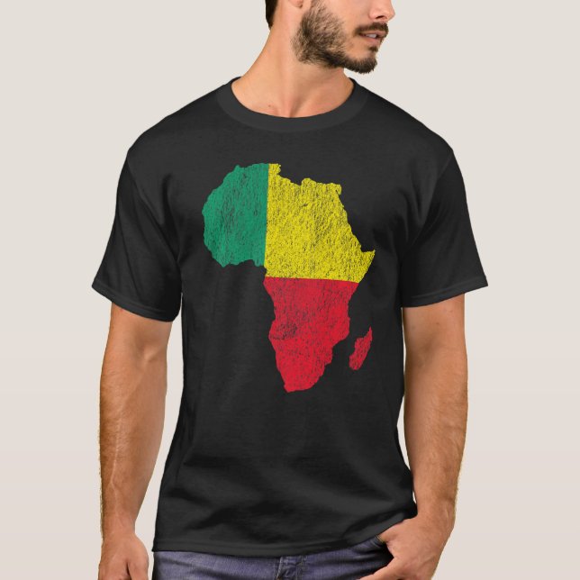 T-shirt Bénin Drapeau Afrique Continent Silhouette Cadeau  (Devant)
