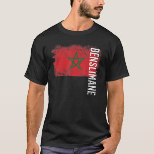 T-shirt Benslimane Maroc Drapeau Pour Marocains Hommes Fem