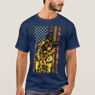 T-shirt Berger allemand Camouflage américain Drapeau Chien