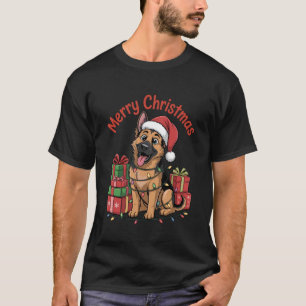 T-shirt Berger Allemand Chapeau de Père Noël Noël Xmas Amo