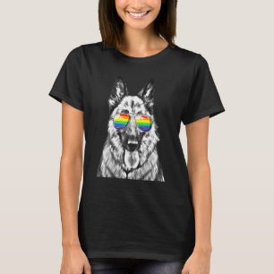 T-shirt Berger Allemand Chien Gay pride Drapeau Lunettes d