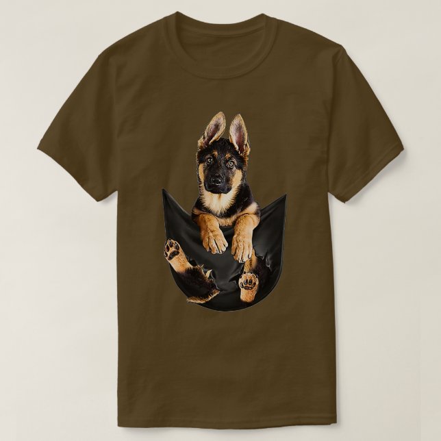 T-shirt Berger Allemand Dans Pocket Drôle Drôle Dons Amour (Design devant)