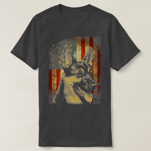 T-shirt Berger Allemand Drapeau Américain Drapeau Dons Cad (Design devant)