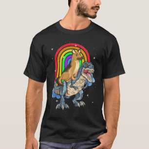 T-shirt Berger allemand équitation Dinosaur T rex Arc-en-c