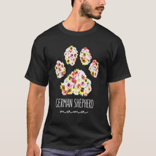 T-shirt Berger allemand Floral Paw Chien Maman