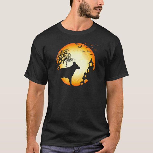T-shirt Berger allemand Halloween Chien effrayant Silhouet (Devant)