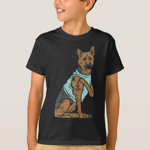 T-shirt berger allemand I Love Maman Tattoo K9 Amoureux de