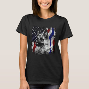 T-shirt Berger Allemand k9 Drapeau Américain Chien de Poli
