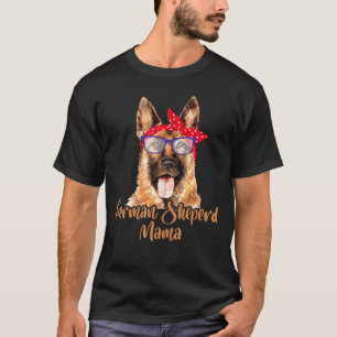 T-shirt Berger allemand maman maman Rouge Écharpe lunettes