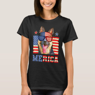 T-shirt Berger Allemand Merica 4 Juillet Drapeau Américain
