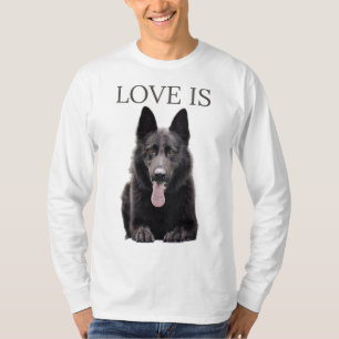 T-shirt Berger allemand noir Shepard Chien Maman Papa Aime