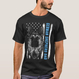 T-shirt Berger Allemand Papa Pour Hommes Drapeau Américain