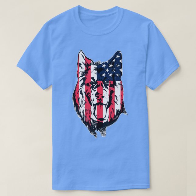 T-shirt Berger allemand patriotique Chien de pavillon amér (Design devant)