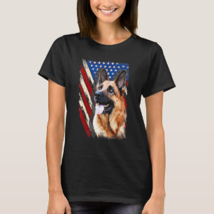 T-shirt Berger Allemand Patriotique Chien Drapeau Américai