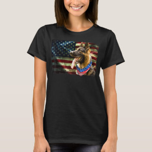 T-shirt Berger Allemand Patriotique Chien Drapeau Américai
