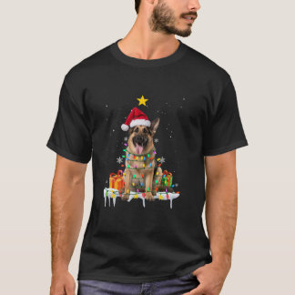 T-shirt Berger Allemand Père Noël Feux d'arbre de Noël Xma