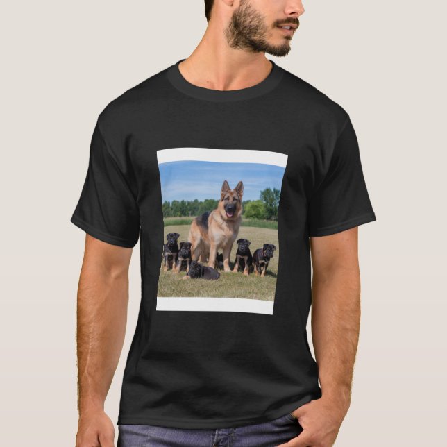 T-shirt Berger Allemand Personnalisable avec des Chiots Ad (Devant)