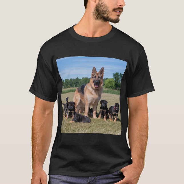T-shirt Berger Allemand Personnalisable avec des Chiots Ad (Devant)