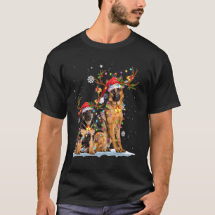 T-shirt Berger Allemand Renne Chapeau de Père Noël Lumière