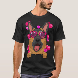 T-shirt Berger allemand Valentines Jour Lunettes de coeur 