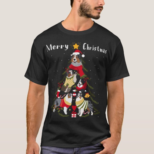 T-shirt Berger australien Aussie sapin de Noël Chien de No (Devant)