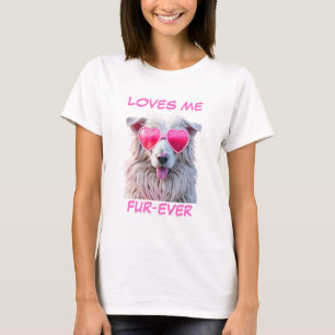 T-shirt Berger Mouton Chien Coeur Coeur Coeur Lunettes de