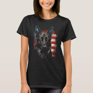 T-shirt Berger noir patriotique allemand Chien à drapeau a