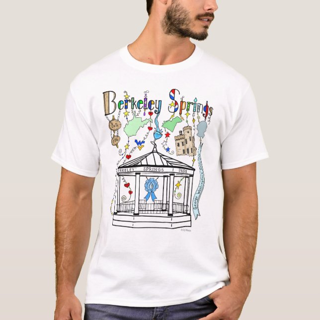 T-shirt Berkeley Springs West Virginia Doodle Art (Devant)