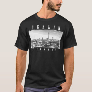 T-shirt Berlin Germany Skyline Black & White Vintage Germa