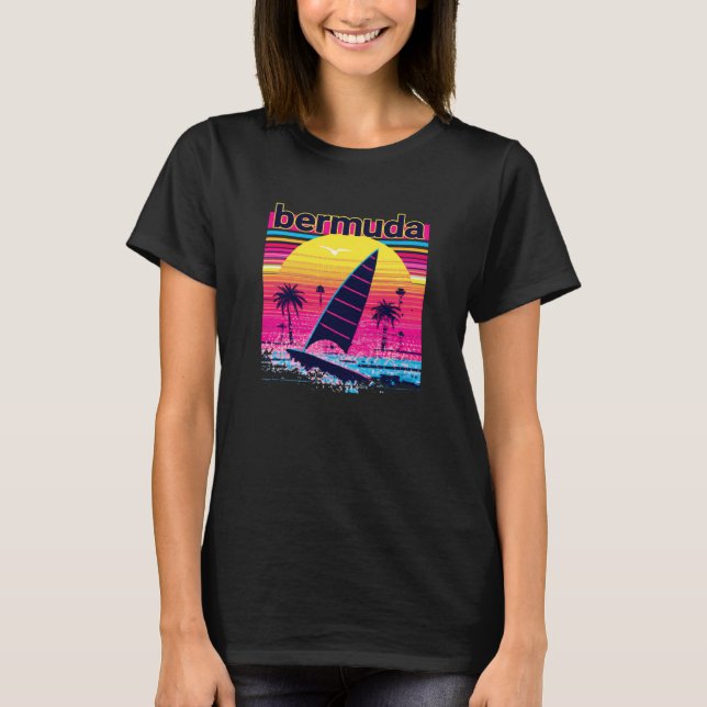 T-shirt Bermuda Retro 80s Style Souvenir Beach (Devant)
