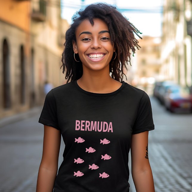 T-shirt Bermudes Fish School Couleur foncée (Créateur téléchargé)