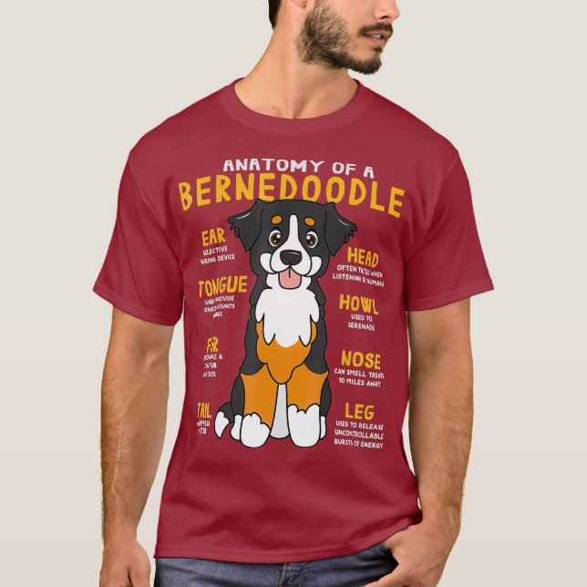 T-shirt Bernedoodle Anatomie Funny Chien Maman Papa Mignon (Devant)