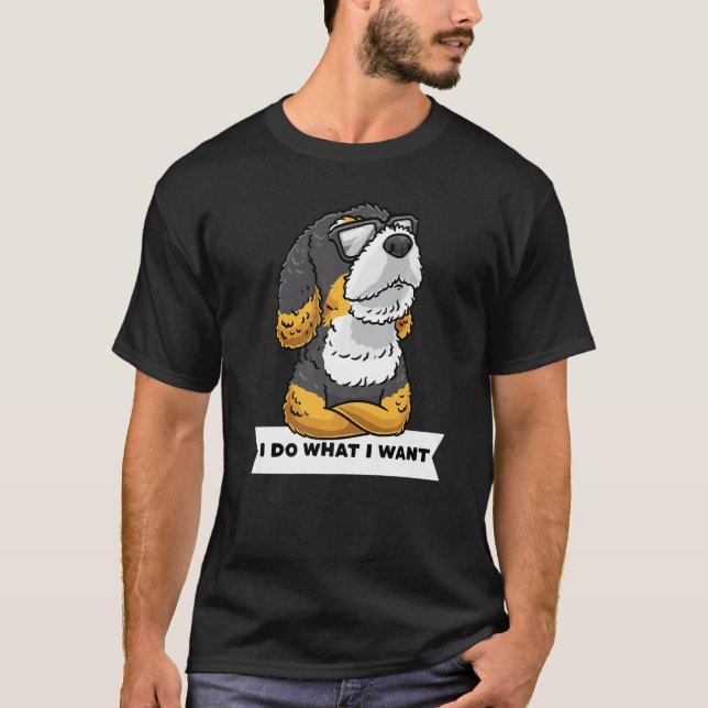 T-shirt Bernedoodle Dog With Sunglasses Stubborn (Devant)