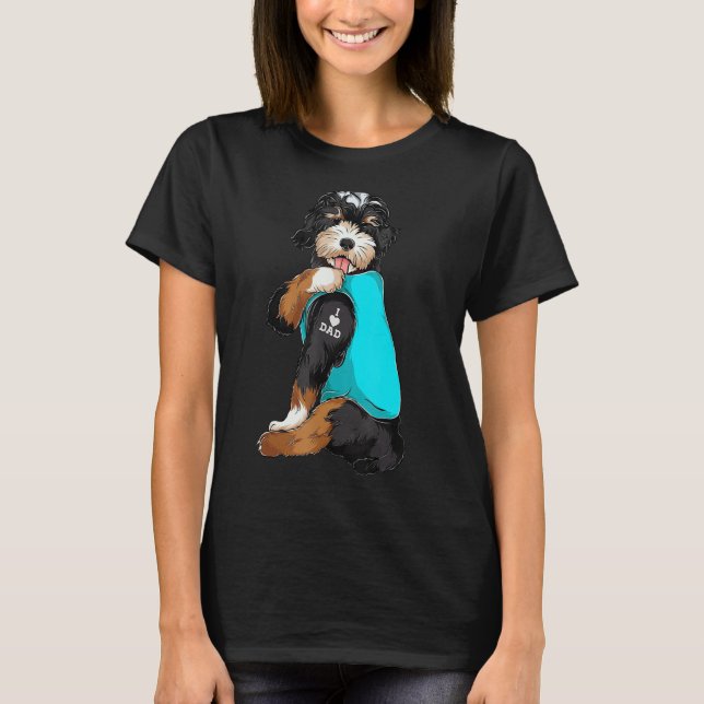 T-shirt Bernedoodle I Love Papa Tattoo Vêtements Chien Pap (Devant)