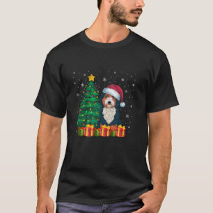 T-shirt Bernedoodle laid Santa Hat lumières de Noël Chien 