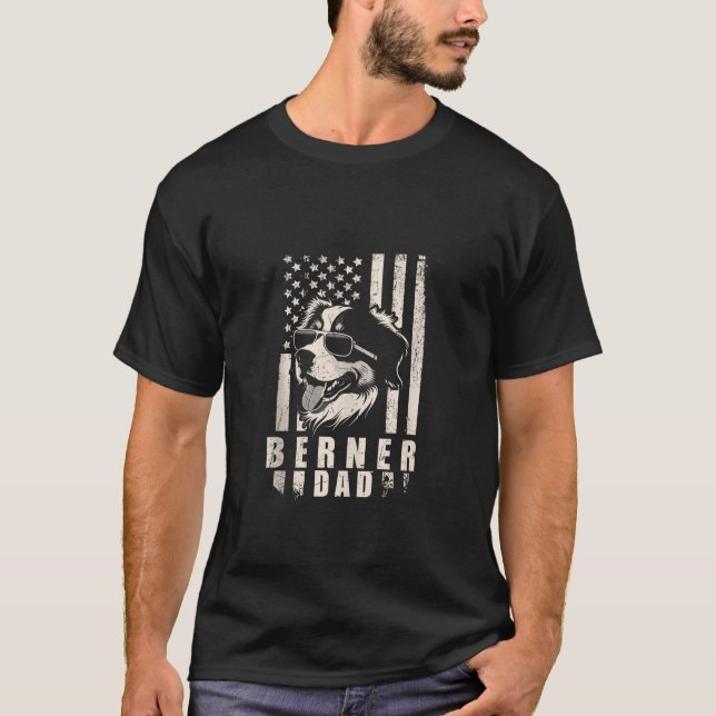 T-shirt Berner Chien Papa Drapeau américain Cadeaux pour M (Devant)