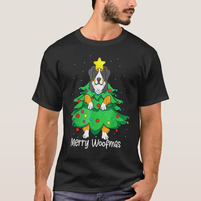 T-shirt Bernese Mountain Christmas Tree D-Og M-Om Papa (Devant)
