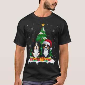 T-shirt Bernese Mountain Dog Christmas Tree Lumières Père 