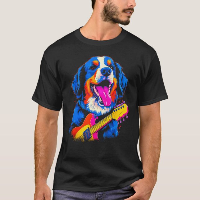 T-shirt Bernese Mountain Dog Guitar (Devant)