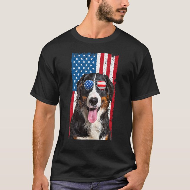T-shirt Bernese Mountain Dog Pour Homme Enfants Usa 4 juil (Devant)