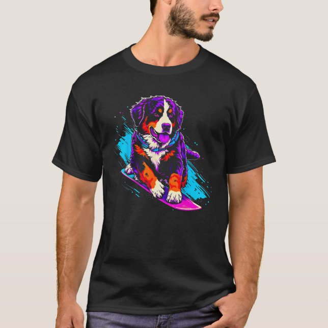 T-shirt Bernese Mountain Dog Snowboarding (Devant)