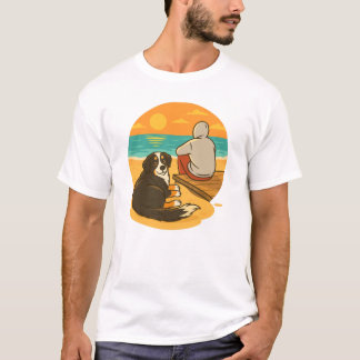 T-shirt Bernese Mountain Dog Sunset Beach Companion