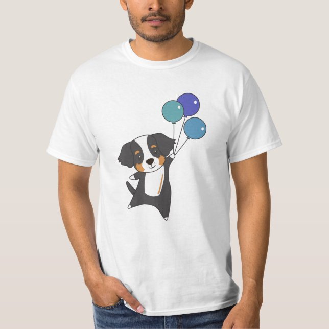 T-shirt Bernese Mountain Dog vole avec des ballons doux (Devant)