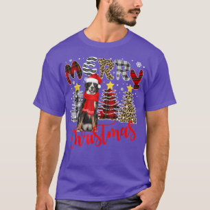 T-shirt Bernese Mountain Merry Christmas Tree Plaid Leopar