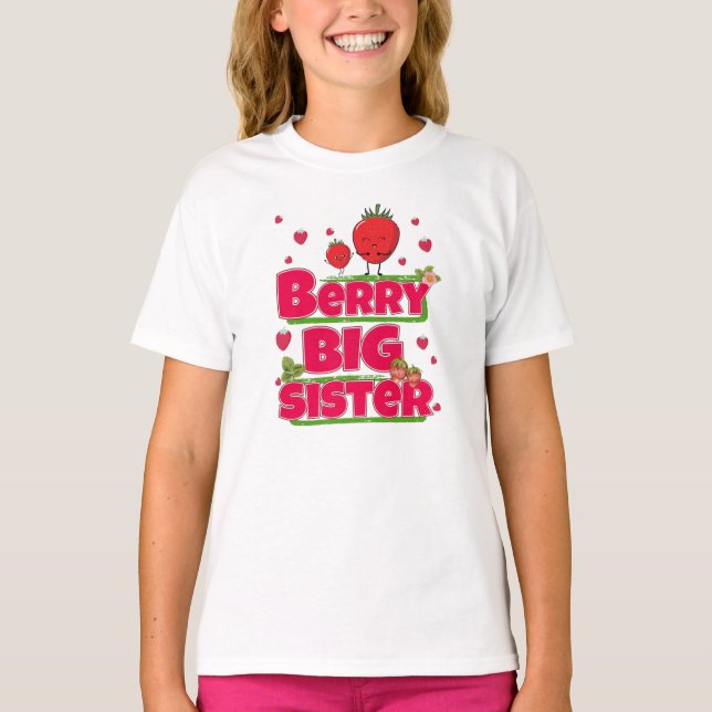 T-shirt Berry Big Sister - Pun mignonne aux fraises (Devant)