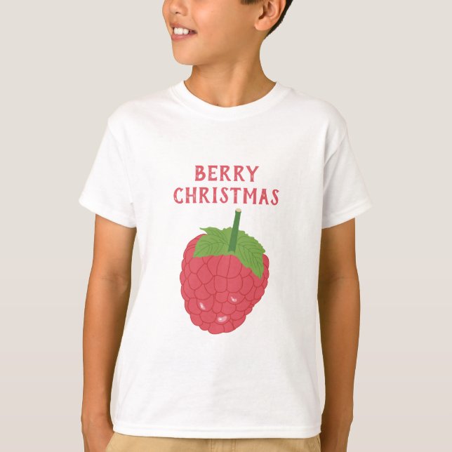 T-shirt Berry Christmas Raspberry Fruit Design (Devant)