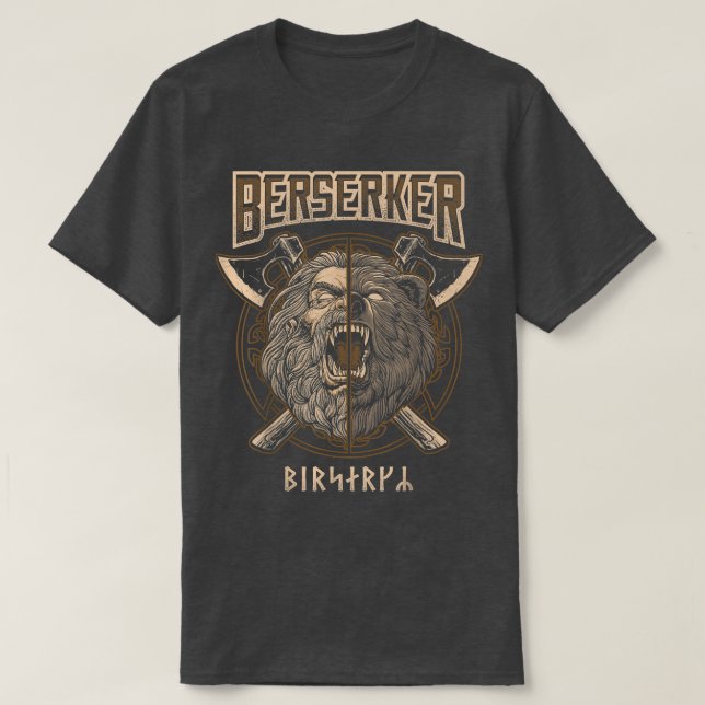 T-shirt Berserker Viking Norse Pagan Bear Warrier (Design devant)
