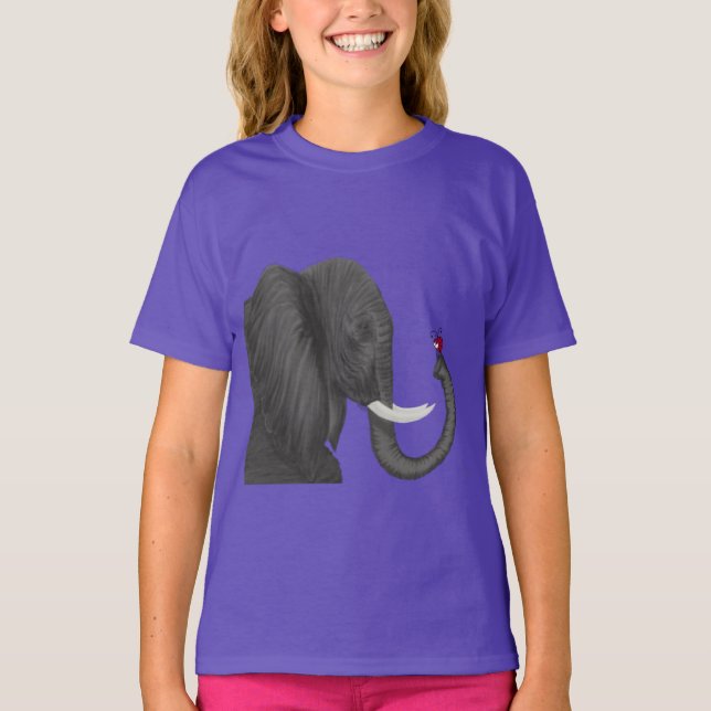 T-shirt Bertha L'Adorable Éléphant Et Mignonne Ladybug (Devant)