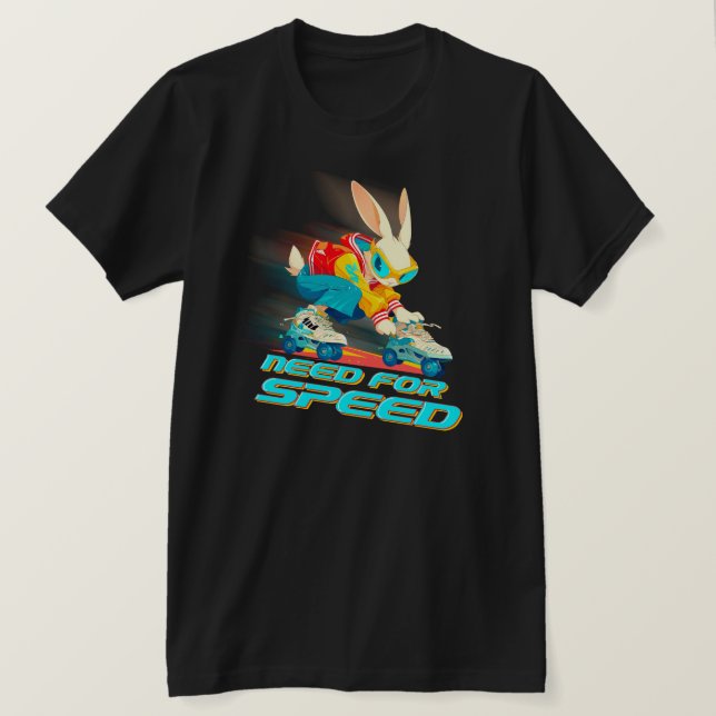 T-shirt Besoin de vitesse - Roller Skating Rabbit (Design devant)