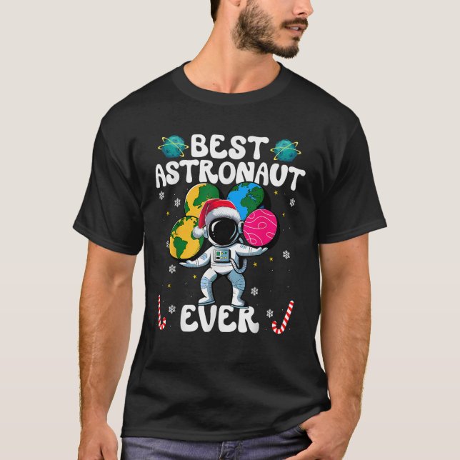 T-shirt Best Astronaut Ever Christmas Basketball Candy Can (Devant)